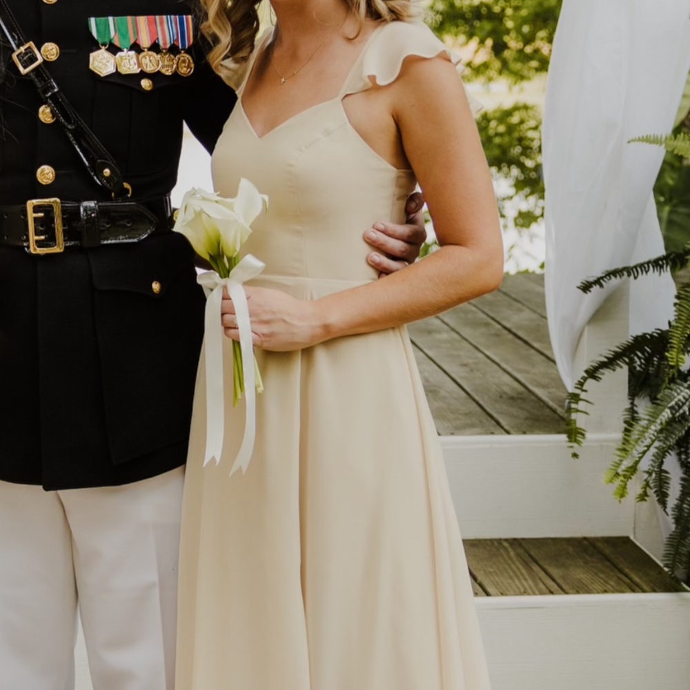 Champagne Evening Gown Bridesmaid Dress - Picture 3 of 4